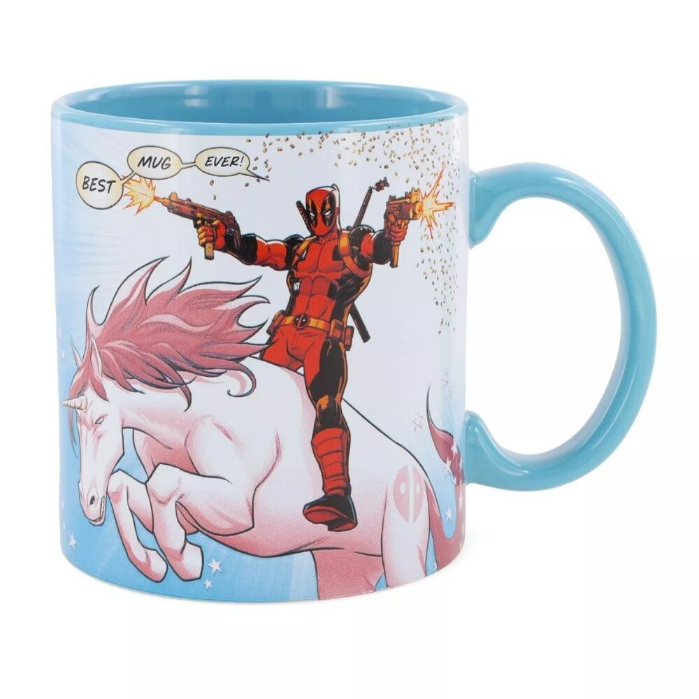 Silver Buffalo Marvel Deadpool and Unicorn "Best Mug Ever" Ceramic Mug NWT - Picture 1 of 3